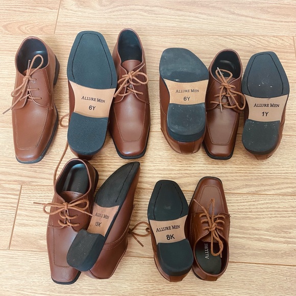 Allure Cognac dark brown Square Toe Tuxedo Dress Shoes Kids Youth 13 1 6 - Picture 2 of 2